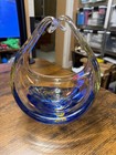 Vtg Murano Handblown Millefiori Basket With Split Handle  Italy  Vg Condition 