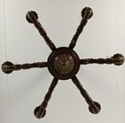 Carved Wood Wooden Chandelier Vintage Gorgeous Ornate 6 Lights Arm Farmhouse Sty