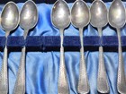 Lot Of 6 Antique 5  Spoons With Asian Stamps markings  Unknown Silver Content