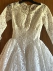 Vtg 1960s Tea Length White Lace Full Wedding Dress Long Sleeve Custom Made