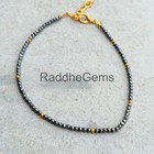 Black Hematite Anklet Bracelet  2mm Faceted Beads  Sterling Silver Clasp  Minima