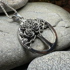 Tree Of Life Necklace Nature Celtic Ladies Rose Flower Pendant 925 W free Chain