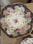Antique Nippon Bowl Set Cobalt Blue Hand Painted Floral Gold
