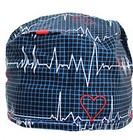 Scrub Cap Nurse Scrubs Hat Nursing Doctor Surgical Cardiologists  Heart Blue Ekg