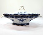 Blue Flow Covered Vegetable Stanley Touraine Pattern Reproduction Chinoiserie