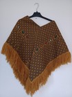 Vintage Mustard Yellow Fringed Woven Poncho 1970 s Made In Guatemala