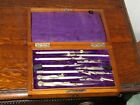 Antique Vintage Walnut Box Draftsman Drawing Set Geometry Technical Engineering
