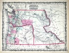 1860 Johnson Map Oregon Washington Territory Idaho Seattle Astoria Mt Rainer