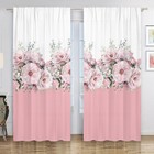 2pcs Elegant Flower  Pink Window Curtain Drapes Bedroom Living Room Kitchen 84in