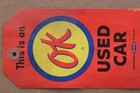 Nos  dated 1960 Chevrolet Ok Used Car Old Chevy Car Unused Rearview Tag Sign