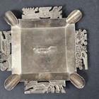 Rare Antique Peru 900 Sterling Silver Ashtray Plate Folk Art Llama Alpaca 3 5  