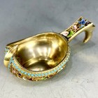 Antique Imperial Russian 84 Silver Enamel Small Kovsh Gold Washed