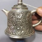 Asian Chinese Old Tibet Silver Hand-carved Dragon Teapot