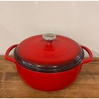 Lodge 6 Qt Red Enameled Cast Iron Dutch Oven With Lid Round Casserole Pot Usa