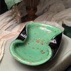 Mcm Vintage Green Black Gold Fleck Art Glass Murano Style Ashtray Dish  Germany