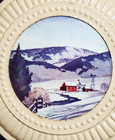Vintage 1949 Stove Pipe Cover In Good Condition With Snowy Farm Theme