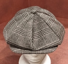Newsboy Cap Gatsby Hat Gray Brown Black Plaid 8 Panel Flat Ivy Cabbie Driver Cap