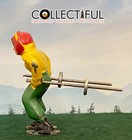 Barclay - Vintage Lead Figure   Woman Skier  rare  Yellow green     