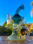 8  Fumed Recycler Water Bong Pipe Hookah Teal Color W  Thick Glass Bowl