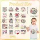 20 Sheets Teacher Iron On Transfers For T-shirts  Leopard Flower Rainbow Dtf Tra