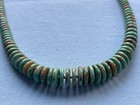 Vtg Native American Santo Domingo Or Navajo Turquoise Sterling Heishi Necklace