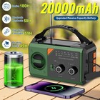 20000mah Solar Hand Crank Emergency Radio - Noaa Weather Alert Am fm Radio Wi   