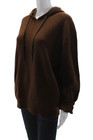 Theory Womens Wool Blend 2 Pocket Knit Long Sleeve Pullover Hoodie Brown Size S