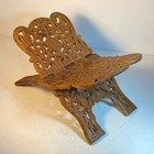 Vintage Floral Design Hand Carved Wooden Book Holder Folding Stand 12x7x6
