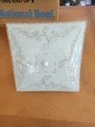 Vintage Mcm 12    Square Glass Ceiling Light Fixture Frosted Floral Vines
