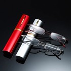 Compact Reading Glasses With Plastic Tube Case Men Women Spring Hinge Reader