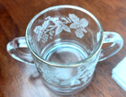 Vtg Clear Sugared Design Creamer   Sugar Set Grape Pattern Gold Tone Trim 3 