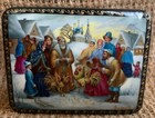 Russian Lacquer Box Fedoskino   ockfighting Jewelry Box Gift Box Lacquer Miniatur