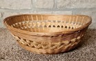 Vintage 12  Round Natural Wicker Woven Basket - Bread   Flowers   Towels   Fruit