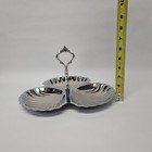 Chrome Shell Tray Vintage Nut Candy Divided Silver Tidbit Appetizer Metal Dish