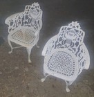 2 Amazing Antique Wrought Cast Iron Garden Chairs   Beautiful Small Round Table