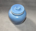 Vintage Uhl Pottery Co Blue Miniature Cookie Jar Huntingburg In