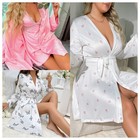 Women s Lace Satin Robes Lingerie Sexy Sleepwear Kimono Robe Underwear Nightwear