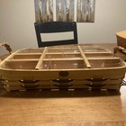 Peterboro Basket Co  Divided Caddy Cheese Veggies Plastic Liner Braided Leather 