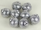 8 Large Lantern   Round Acrylic Silver Metal Plated Craft Beads 20x19mm