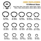 315pcs Snap Ring Assortment Kit  External Retaining Clips Set  15 Sizes Steel