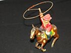 Vintage Japanese Tin Plate Wind-up Alps Toy Cowboy With Lasso  - Works Great 