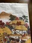 Lovely 20th Century Korean Painting Of A Landscape With Villagers Rice Paper