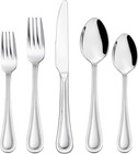 60 Piece Silverware Set For 12 Stainless Steel Flatware With Pearled Edge Design