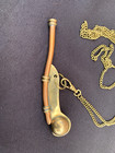 Nautical Sailer Boatswain Bosun Whistle Pipe Made England Brass Copper W chain