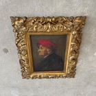 Circa 1900s Oil On Canvas Painting Gold Gilded Wood Frame
