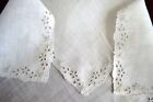 Vintage Hanky White Embroidered Eyelet Florals All Around The Edges White Linen