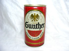 Vintage Steel Beer Can Gunther Light Lager Beer 12oz Pull Tab