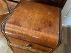 Antique - Art Deco Waterfall Nightstand Or End Table Inlaid Design Vintage Wood