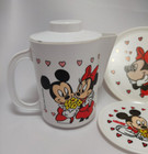 Vintage Walt Disney Tea Party Set Mickey   Minnie Love Plastic Dishes Kids 