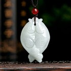 High-quality 100  Natural Grade A Jade Jadeite Lucky Two Fish Pendant
